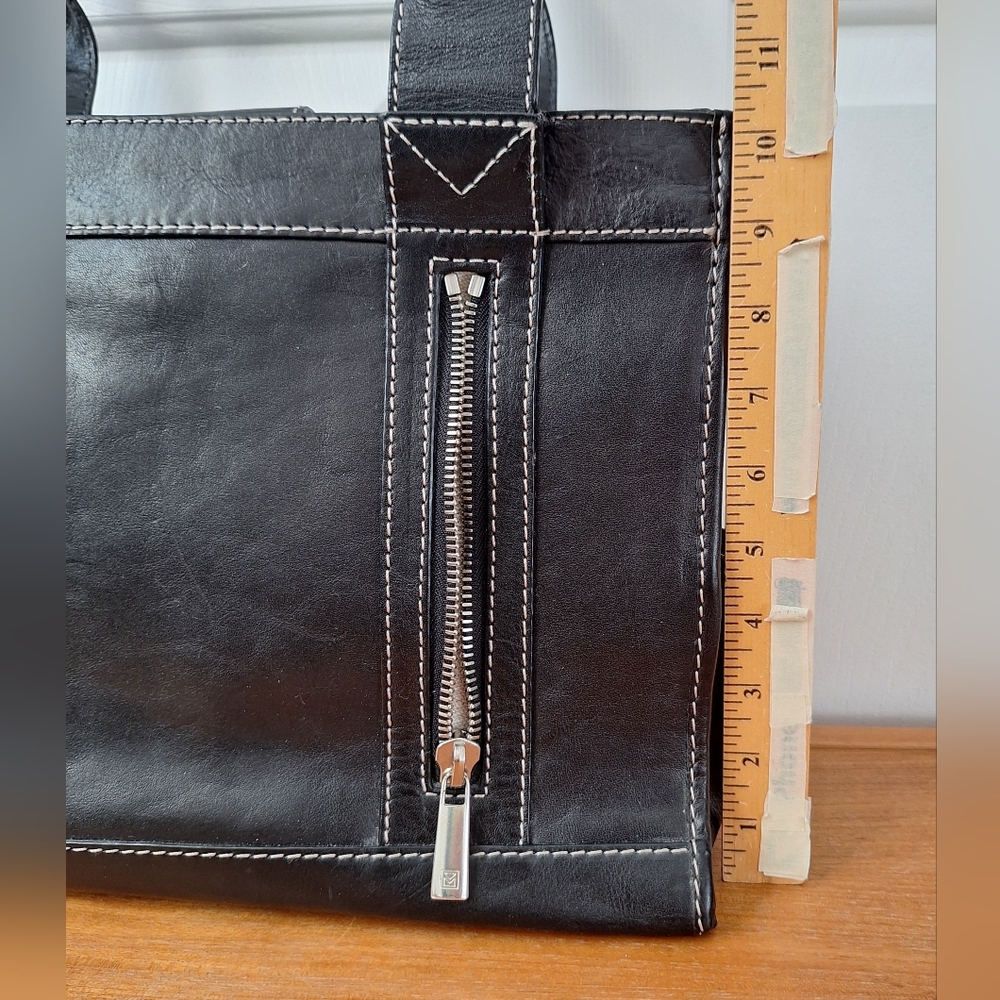 Michael Kors Structured Leather Tote Laptop Bag Shoulder Corpcore Work Black - Picture 10 of 14